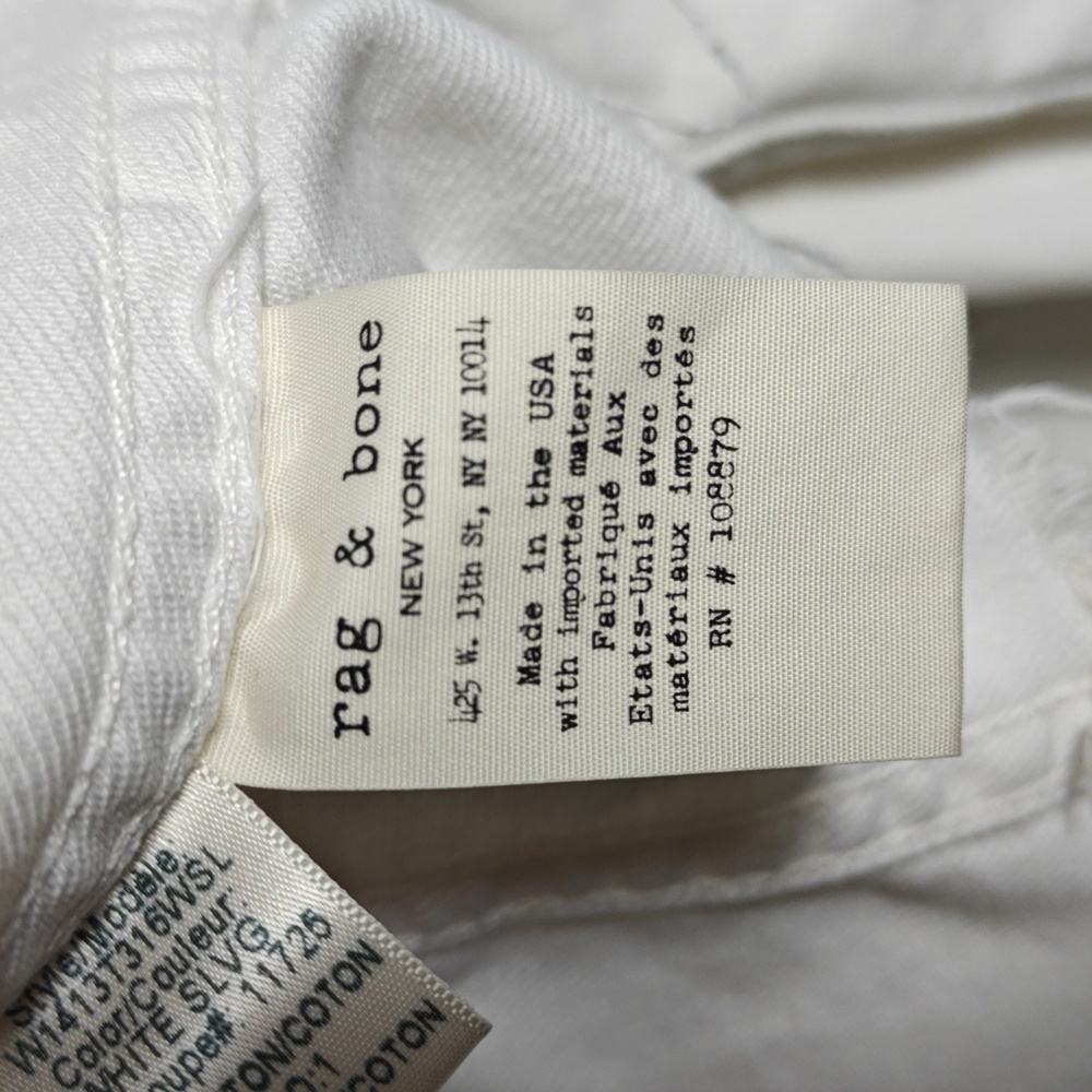 RAG & BONE / JEAN Button Up White Jean Jacket With Gray Hood Size Xsmall - Picture 3 of 16